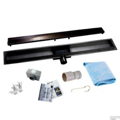 RVS Douchegoot Flens Met Uitneembaar Sifon 50x7cm 6,7cm Diep TEGELROOSTER MAT ZWART 17 RVS Douchegoot Flens Met Uitneembaar Sifon 50x7cm 6,7cm Diep TEGELROOSTER MAT ZWART -Badkamerwinkel flens tegel rooster 50cm mat zwart shop