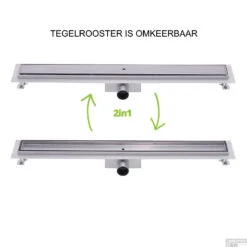 Wiesbaden RVS Douchegoot | Tegelrooster | Flens Met Uitneembaar Sifon | 80x7cm En 6,7cm Diep -Badkamerwinkel flens tegel rooster 80cm 9