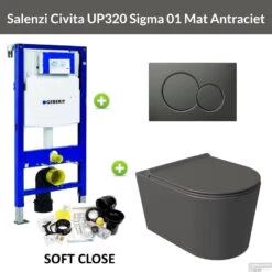 Geberit UP320 Toiletset Wandcloset Salenzi Civita Mat Antraciet Met Sigma 01 Drukplaat
