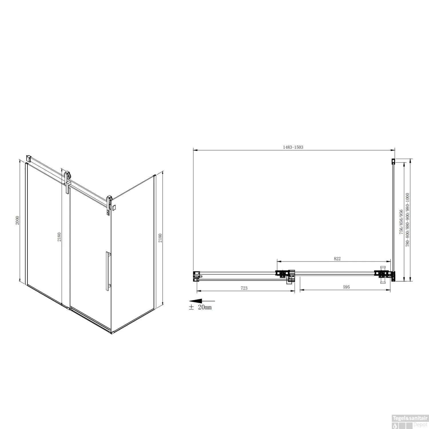 Nisdeur Sapho Volcano Schuifdeur 150x200 Cm 8 Mm Gecoat Glas - Afbeelding 11