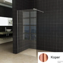 BWS Inloopdouche Pro Line Helder Glas 90x200 Geborsteld Messing Koper Profiel En Stang -Badkamerwinkel helder koper 1 1 1 1 1 1