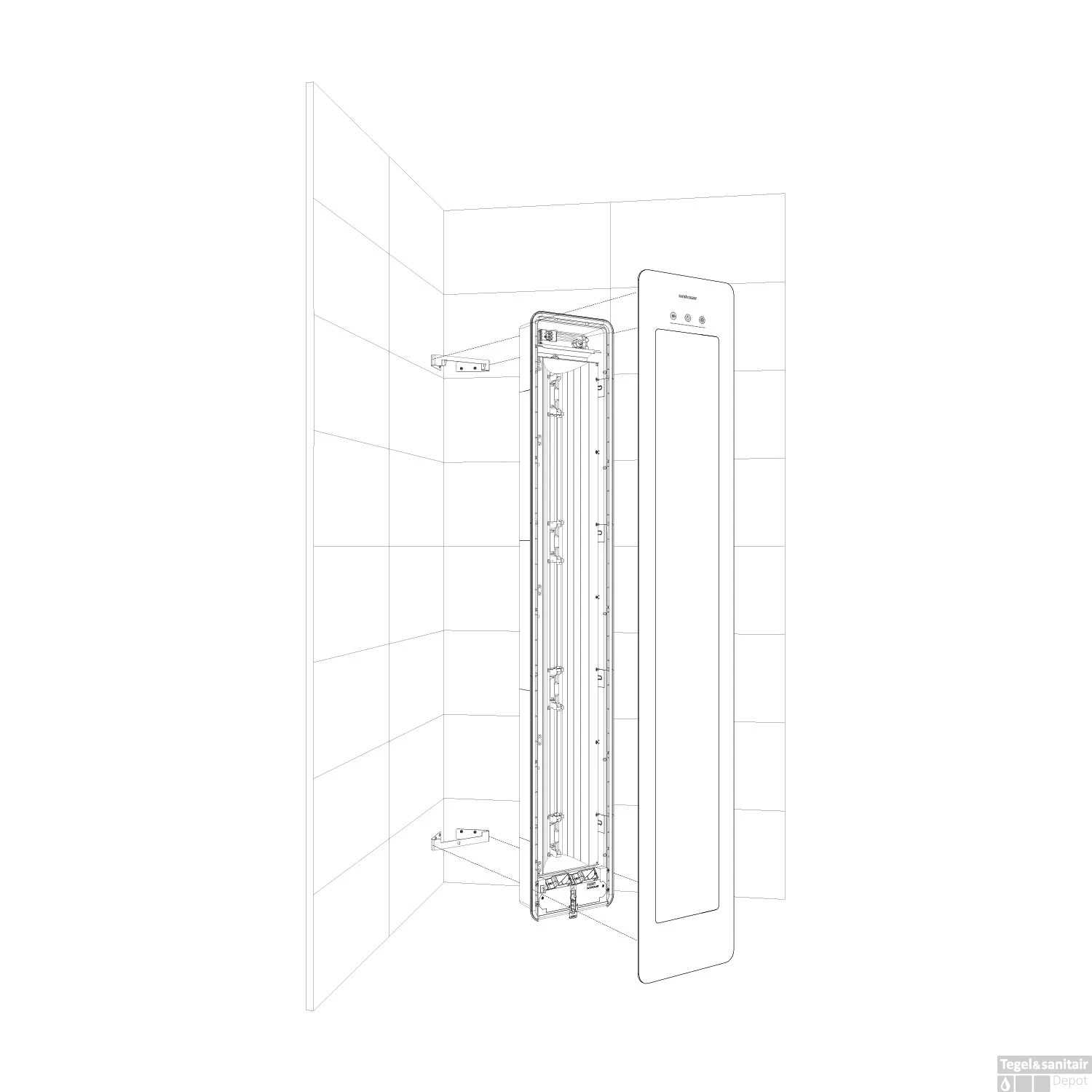 Sunshower Plus L Round Infrarood En UV-licht 185x33 Cm Inbouw - Opbouw Vlak Of Hoek White 10 Sunshower Plus L Round Infrarood En UV-licht 185x33 Cm Inbouw - Opbouw Vlak Of Hoek White - Afbeelding 8