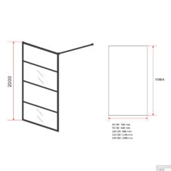 BWS Douchewand Evis 8mm Glas | Mat Zwart | Raster | Inloopdouche (Alle Maten) -Badkamerwinkel inloopdouche boss wessing evis 8 mm glas mat zwart raster alle maten tech 1
