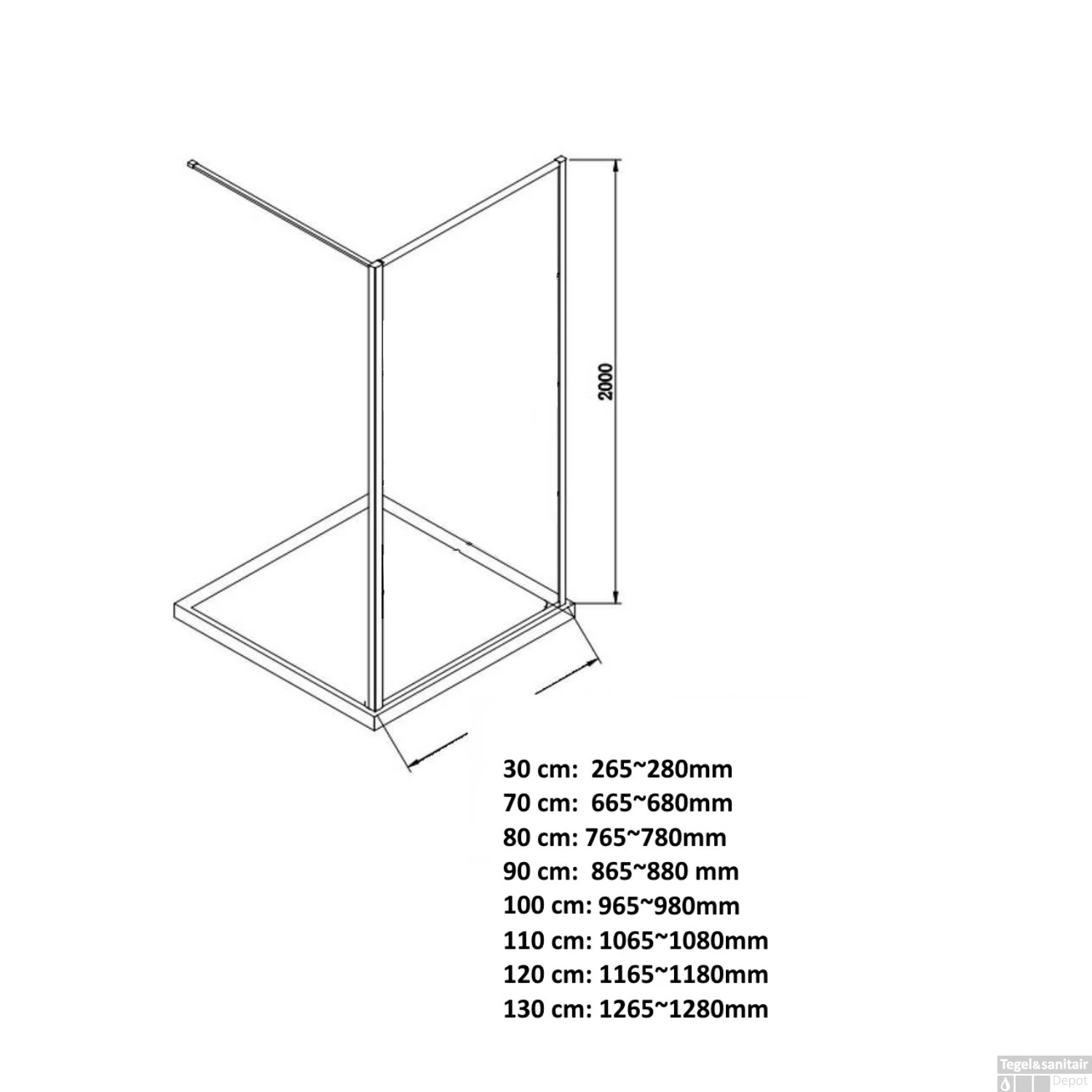 Inloopdouche Boss & Wessing Recta 70x200 Cm Mat Zwart Profiel Rondom 5 Inloopdouche Boss & Wessing Recta 70x200 Cm Mat Zwart Profiel Rondom - Afbeelding 3