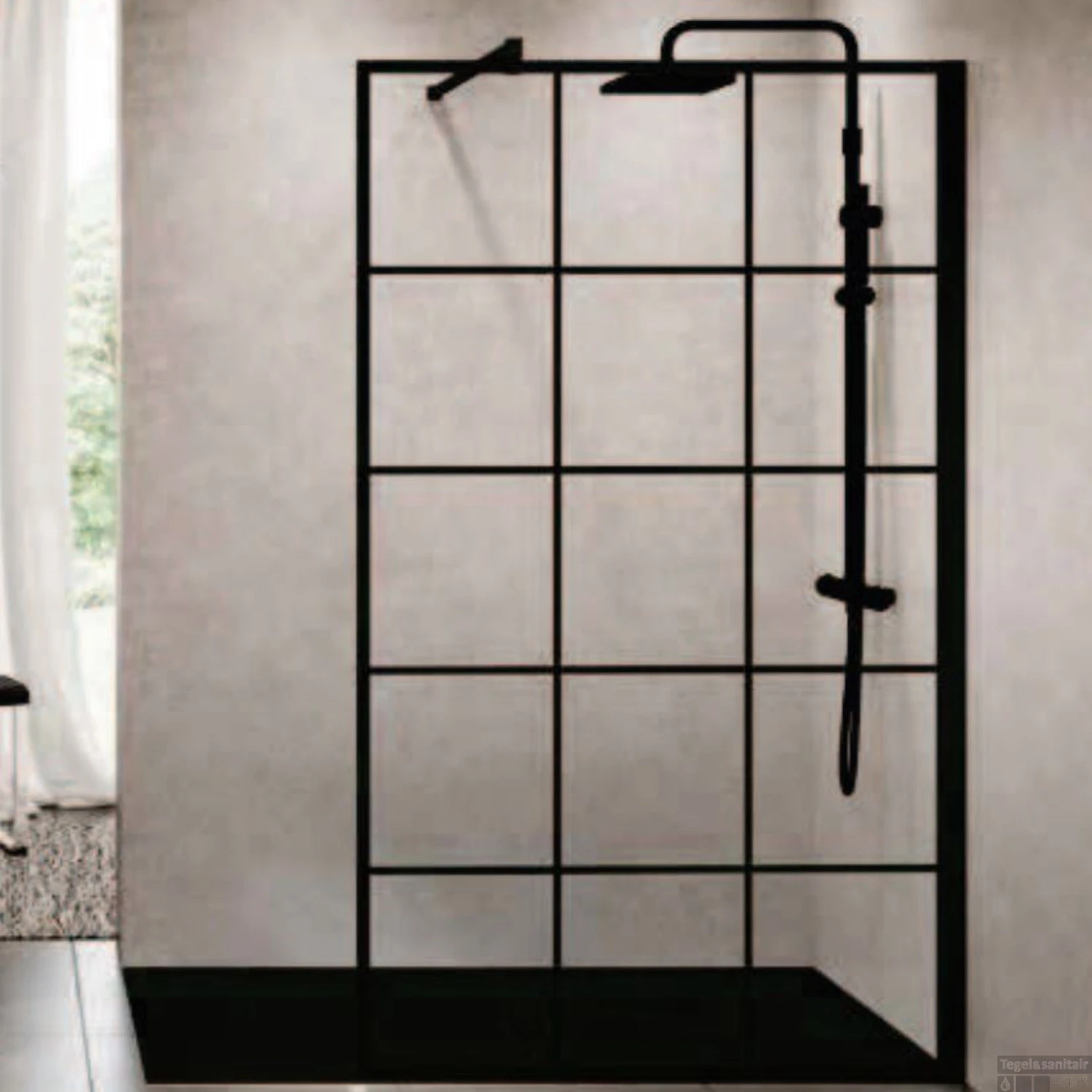 Inloopdouche Novellini Kuadra H Squares 120x200 Cm Helder Glas Mat Zwart Raster 4 Inloopdouche Novellini Kuadra H Squares 120x200 Cm Helder Glas Mat Zwart Raster - Afbeelding 2