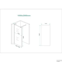 BWS Inloopdouche Pro Line Helder Glas 105x200 Geborsteld Messing Goud Profiel En Stang -Badkamerwinkel inloopdouche proline 105x200 8mm nano coating tech 2