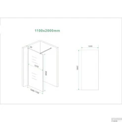 BWS Inloopdouche Pro Line Rookglas 110x200 Nano Coating Geborsteld Messing Goud Profiel En Stang -Badkamerwinkel inloopdouche proline 110x200 8mm nano coating tech 8