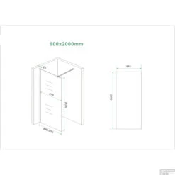 BWS Inloopdouche Pro Line Helder Glas 90x200 Geborsteld Messing Koper Profiel En Stang -Badkamerwinkel inloopdouche proline 90x200 8mm nano coating tech 1
