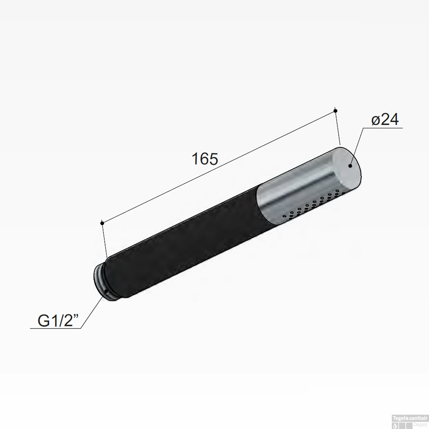 Handdouche Hotbath Cobber Staafmodel 1/2" Mat Zwart 5 Handdouche Hotbath Cobber Staafmodel 1/2" Mat Zwart - Afbeelding 3