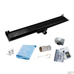 Mat Zwarte RVS Douchegoot Muurflens Met Uitneembaar Sifon Mat Zwart (alle Maten) 17 Mat Zwarte RVS Douchegoot Muurflens Met Uitneembaar Sifon Mat Zwart (alle Maten) -Badkamerwinkel muur design rooster mat zwart shop 5