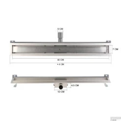 RVS Douchegoot Muurflens Met Uitneembaar Sifon 80x7cm 6,7cm Diep TEGEL ROOSTER -Badkamerwinkel muur tegel rooster 80cm 7 tech