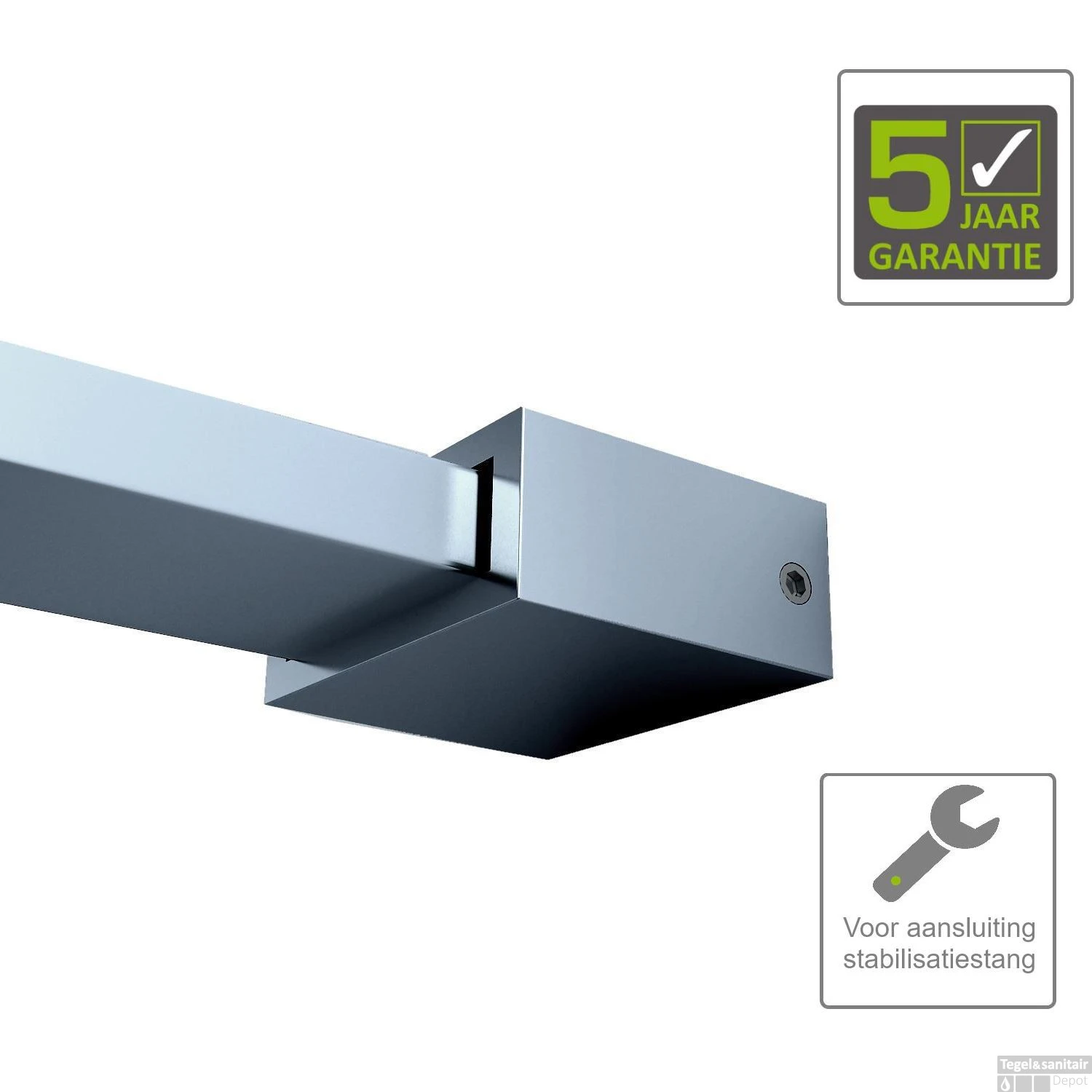 BWS Muurkoppeling Vierkant Tbv Stabilisatiestang Chroom 3 BWS Muurkoppeling Vierkant Tbv Stabilisatiestang Chroom