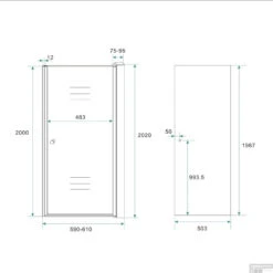 Nisdeur Wiesbaden Met Profiel Rookglas 8mm Nano Coating 202cm Hoog (verkrijgbaar In 60, 70, 80, 90 & 100cm) -Badkamerwinkel nisdeur wiesbaden met profiel rookglas 60x202cm 20.3785 tech 2