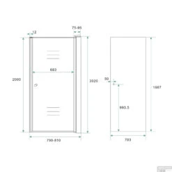 Nisdeur Wiesbaden Met Profiel Rookglas 8mm Nano Coating 202cm Hoog (verkrijgbaar In 60, 70, 80, 90 & 100cm) -Badkamerwinkel nisdeur wiesbaden met profiel rookglas 80x202cm 20.3787 tech 2