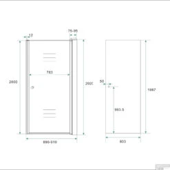 Nisdeur Wiesbaden Met Profiel Rookglas 8mm Nano Coating 202cm Hoog (verkrijgbaar In 60, 70, 80, 90 & 100cm) -Badkamerwinkel nisdeur wiesbaden met profiel rookglas 90x202cm 20.3788 tech 2