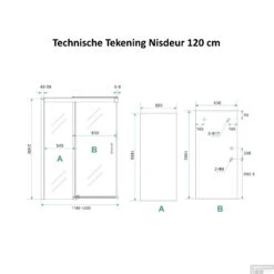 BWS Douchecabine Softclose 2.0 120x120 Cm Met Nisdeur En Zijwand 8mm Aluminium NANO Coating -Badkamerwinkel nisdeur 120 tech 1