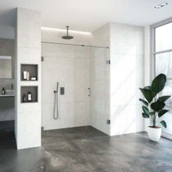 Nisdeur Compleet Just Creating Profielloos 2-Delig 160x200 Cm 100/60 Gunmetal -Badkamerwinkel nisdeur compleet just creating profielloos 2 delig 160x200 cm 100860 gunmetal sfeer