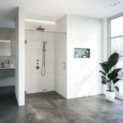 Nisdeur Compleet Just Creating Profielloos 2-Delig (Draaideur Bevestigd Op Inloopwand) 130x200 Cm 60/70 Gunmetal -Badkamerwinkel nisdeur compleet just creating profielloos 2 delig draaideur bevestigd op inloopwand 130x200 cm 60 70 gunmetal sfeer