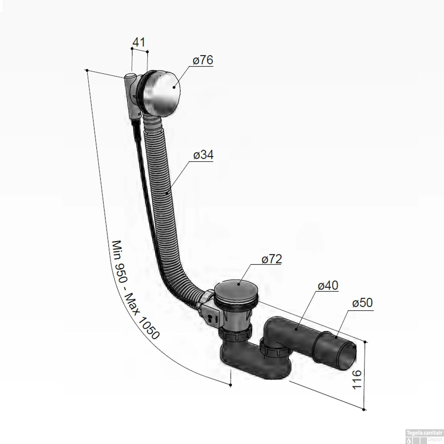 Badoverloop Hotbath Cobber Combinatie Verlengd Geborsteld Messing 5 Badoverloop Hotbath Cobber Combinatie Verlengd Geborsteld Messing - Afbeelding 3