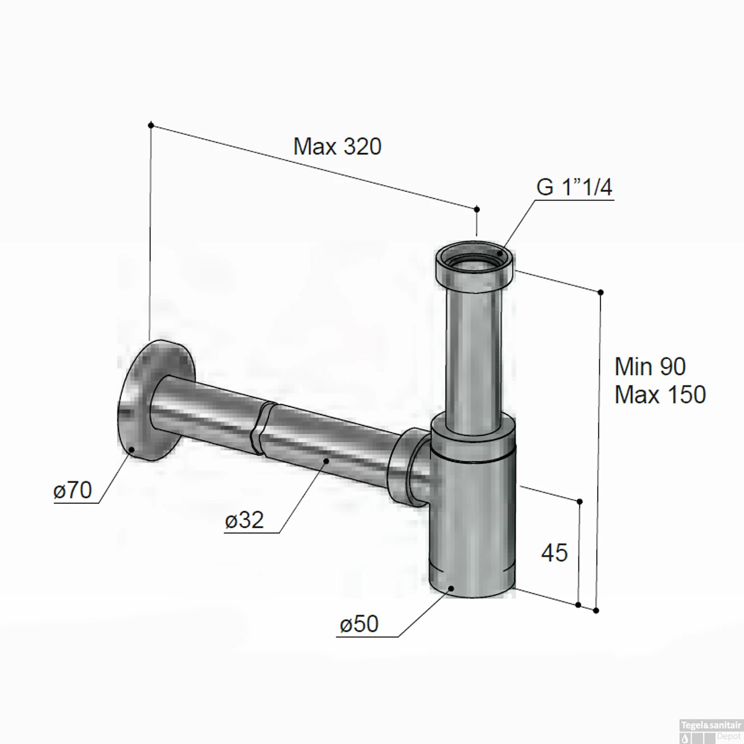 Fontein Sifon Hotbath Cobber Rond Geborsteld Messing 6 Fontein Sifon Hotbath Cobber Rond Geborsteld Messing - Afbeelding 4