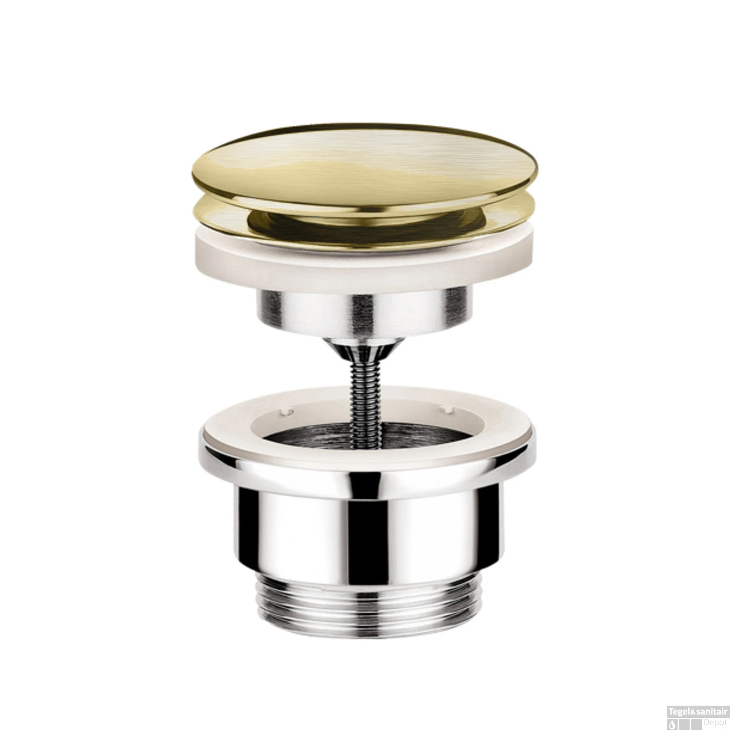 Clickwaste Hotbath Cobber Afvoerplug Met Schroef Rond Geborsteld Messing PVD 3 Clickwaste Hotbath Cobber Afvoerplug Met Schroef Rond Geborsteld Messing PVD