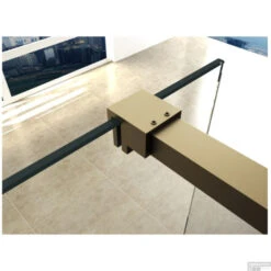 BWS Inloopdouche Pro Line Helder Glas 50x200 Geborsteld Messing Goud Profiel En Stang -Badkamerwinkel profielset met stabilisatiestang wiesbaden slim 120cm messing goud 2 1 5