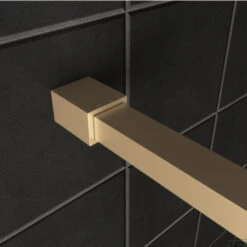 BWS Inloopdouche Pro Line Helder Glas 50x200 Geborsteld Messing Goud Profiel En Stang -Badkamerwinkel profielset met stabilisatiestang wiesbaden slim 120cm messing goud 3 1 5