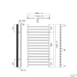 Radiator Sanicare Specials Design 'Qubic' 565 Watt Inclusief Ophanging 60x126,4 Cm Chroom -Badkamerwinkel radiator sanicare specials design quibic inclusief ophanging 60x126 4cm tech.jpg 4
