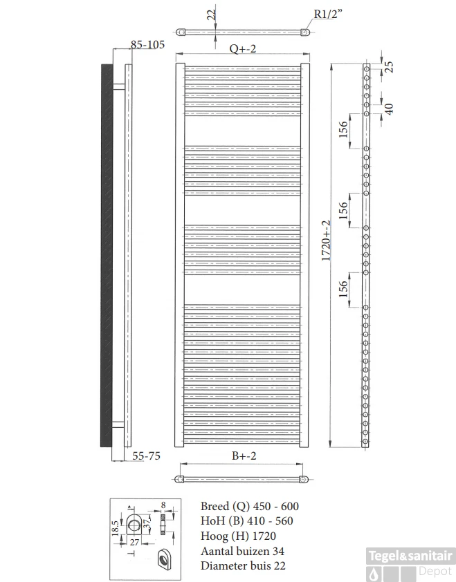 Radiator Sanicare Standaard Recht 1127 Watt Inclusief Ophanging 60x172 Cm Wit 10 Radiator Sanicare Standaard Recht 1127 Watt Inclusief Ophanging 60x172 Cm Wit - Afbeelding 8
