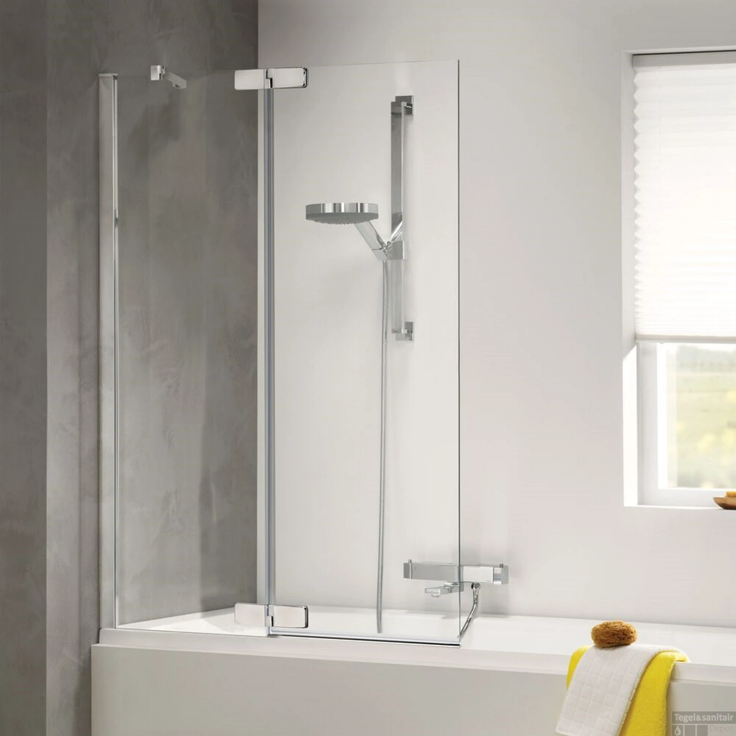 Badwand Sealskin Custom 100x140 Cm Rechts Zilver Hoogglans Helder Glas