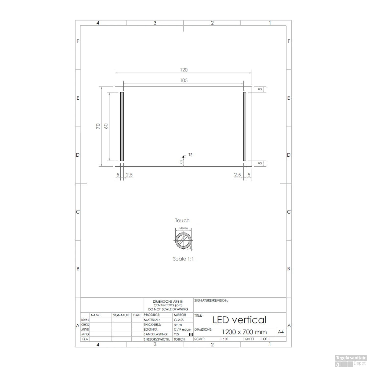 Spiegel Gliss Design Verticaal Led Standaard Dubbele LED Verlichting 120cm 5 Spiegel Gliss Design Verticaal Led Standaard Dubbele LED Verlichting 120cm - Afbeelding 3