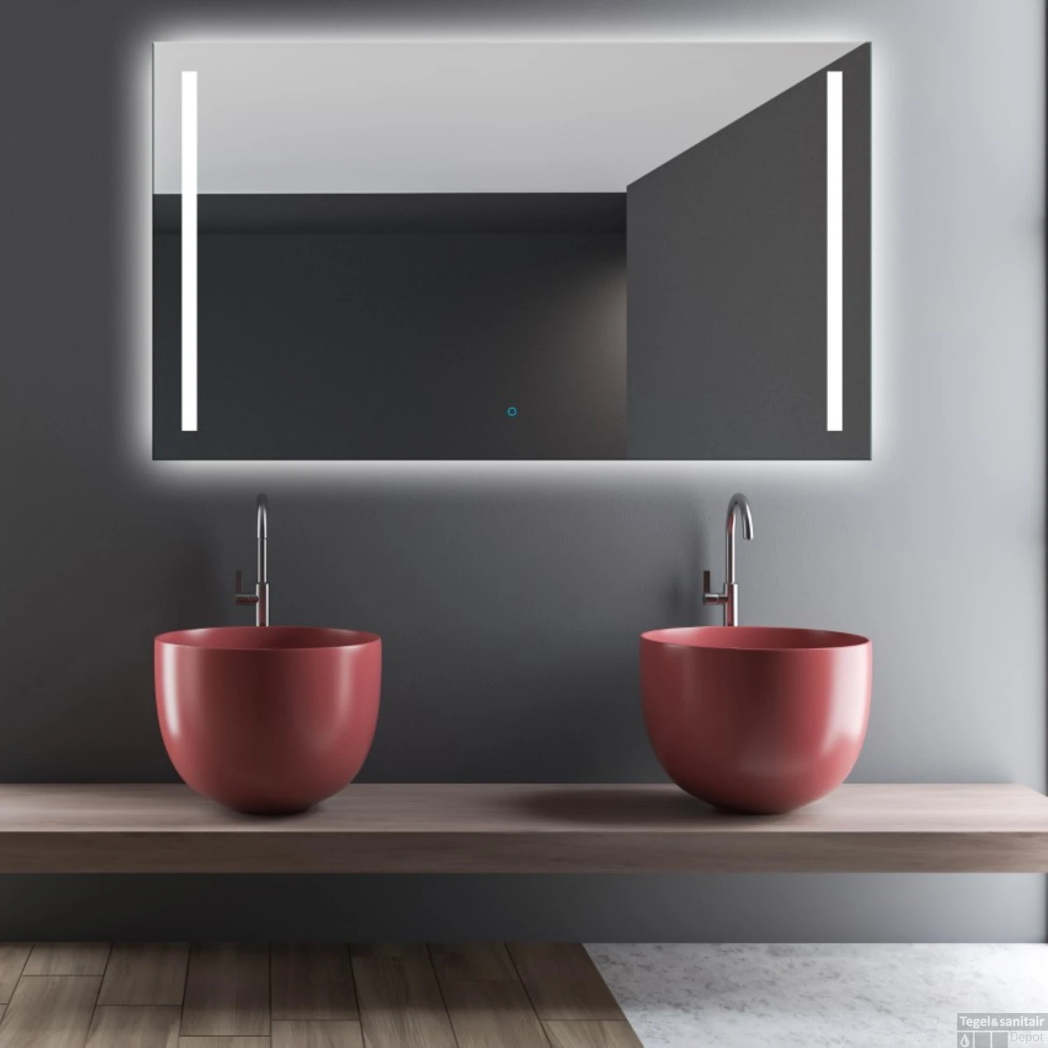 Spiegel Gliss Design Verticaal Led Standaard Dubbele LED Verlichting 120cm 4 Spiegel Gliss Design Verticaal Led Standaard Dubbele LED Verlichting 120cm - Afbeelding 2