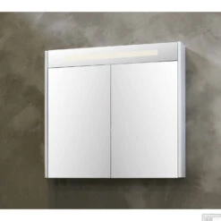 Spiegelkast BWS Salt 2 Deuren Met LED 74x50 Cm Incl. Planchetten Ice White