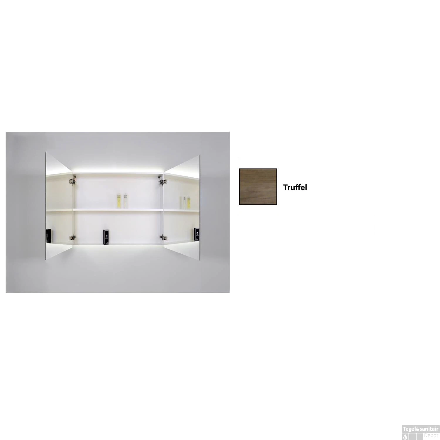 Spiegelkast Sanicare Qlassics Ambiance 100 Cm 2 Deuren Truffel 5 Spiegelkast Sanicare Qlassics Ambiance 100 Cm 2 Deuren Truffel - Afbeelding 3