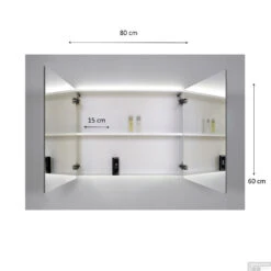 Spiegelkast Sanicare Qlassics Ambiance 80 Cm 2 Deuren Schots-Eiken -Badkamerwinkel spiegelkast sanicare tech qlassics ambiance 80 cm 2 deuren tech 1 1 1