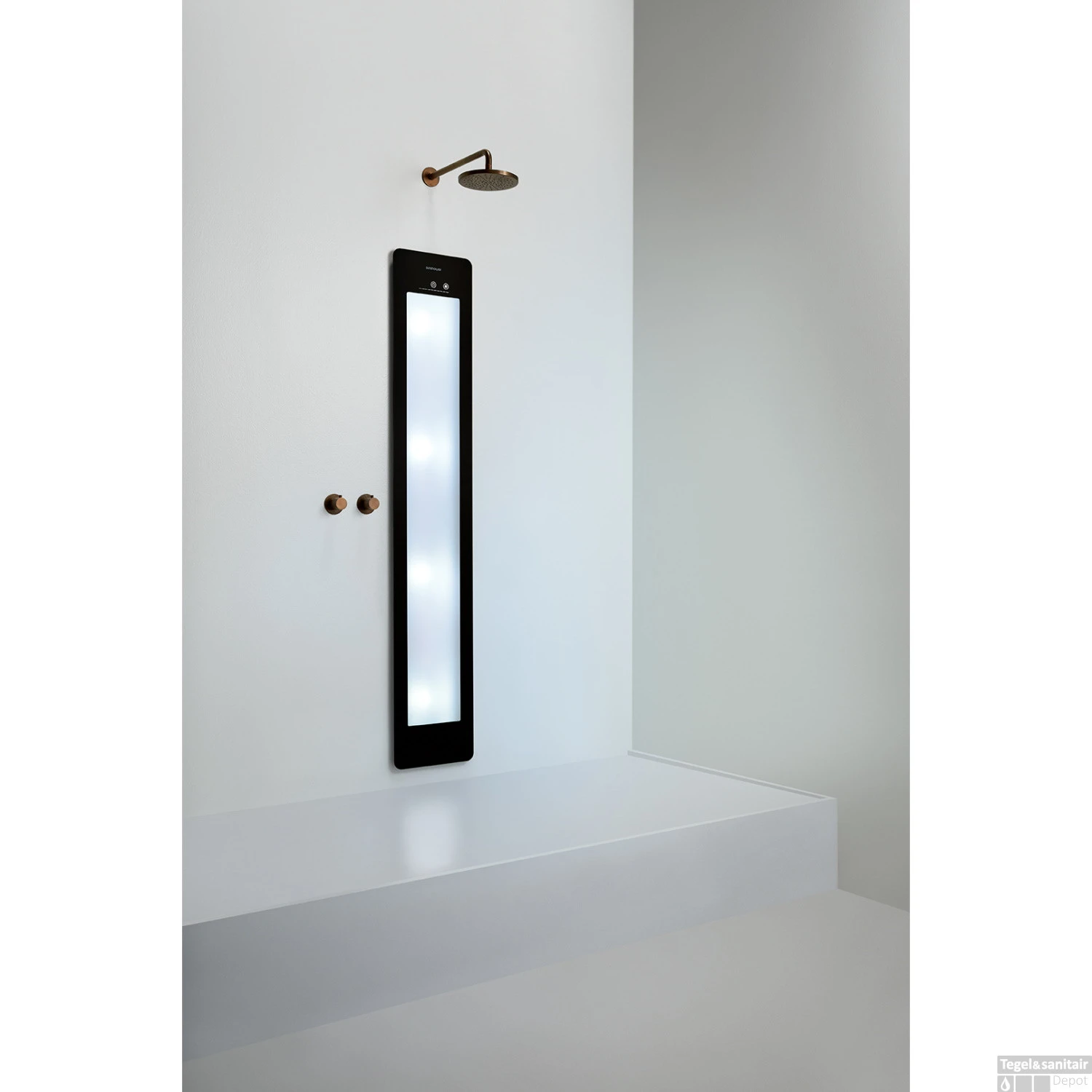 Sunshower Plus L Round Infrarood En UV-licht 185x33 Cm Inbouw - Opbouw Vlak Of Hoek Black 4 Sunshower Plus L Round Infrarood En UV-licht 185x33 Cm Inbouw - Opbouw Vlak Of Hoek Black - Afbeelding 2