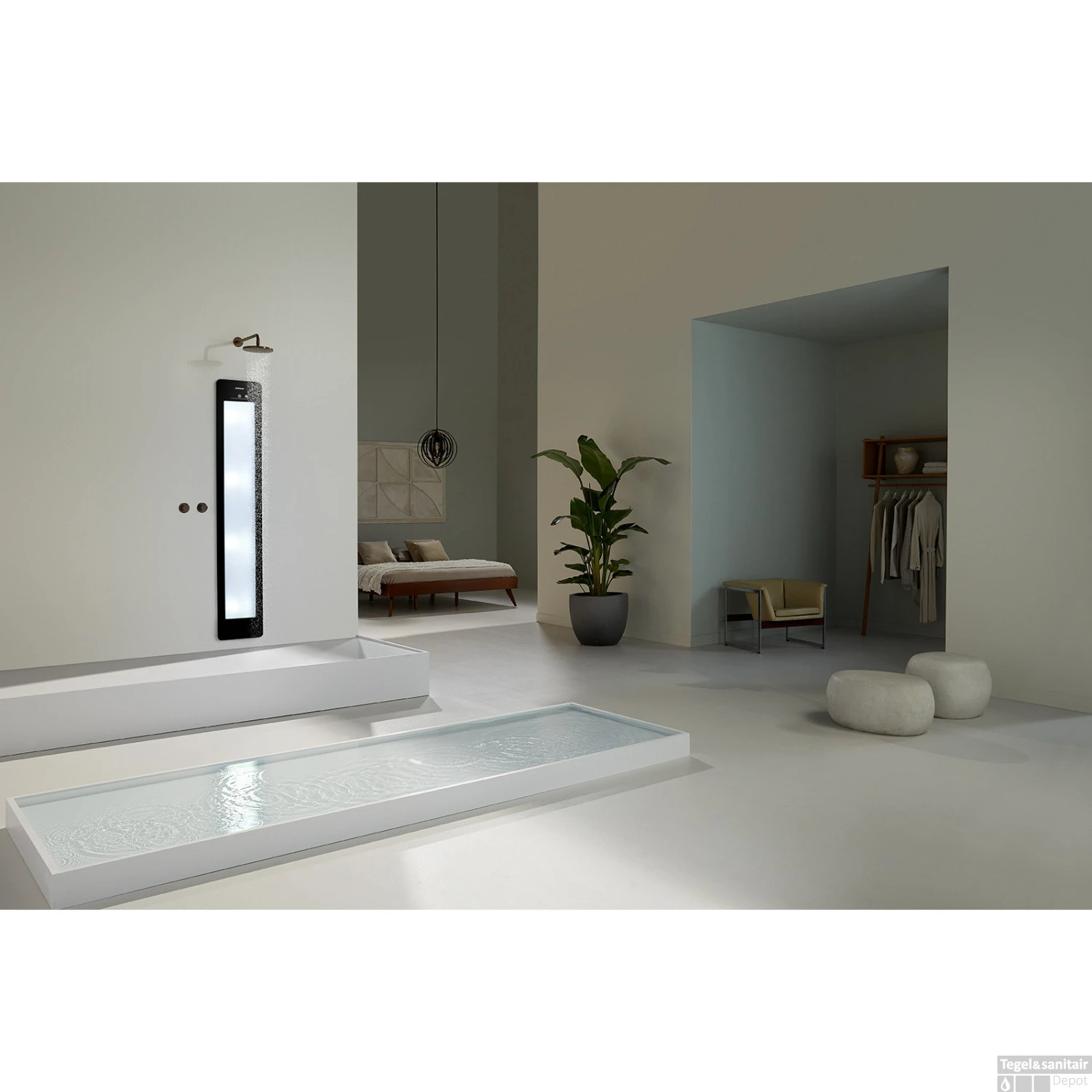 Sunshower Plus L Round Infrarood En UV-licht 185x33 Cm Inbouw - Opbouw Vlak Of Hoek Black 5 Sunshower Plus L Round Infrarood En UV-licht 185x33 Cm Inbouw - Opbouw Vlak Of Hoek Black - Afbeelding 3