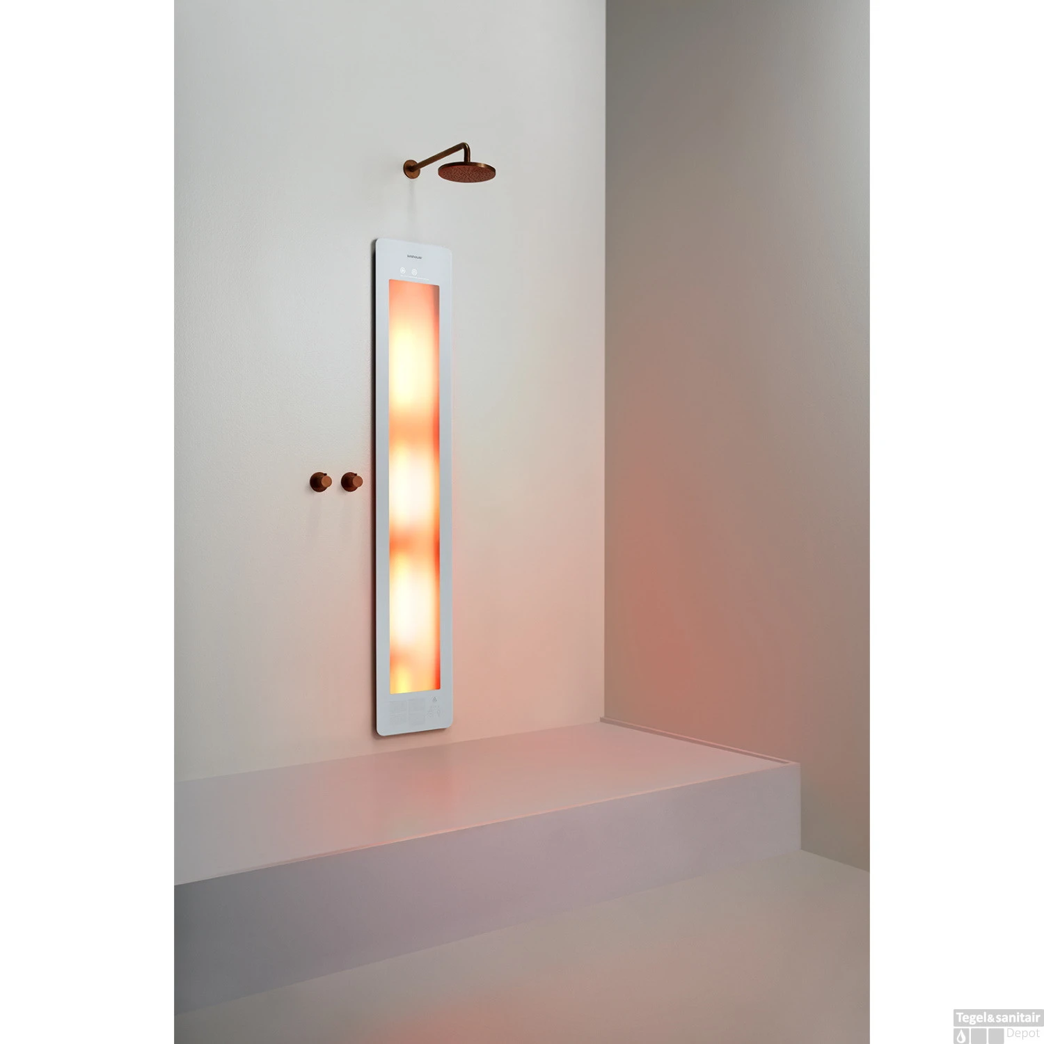 Sunshower Plus L Round Infrarood En UV-licht 185x33 Cm Inbouw - Opbouw Vlak Of Hoek White 6 Sunshower Plus L Round Infrarood En UV-licht 185x33 Cm Inbouw - Opbouw Vlak Of Hoek White - Afbeelding 4