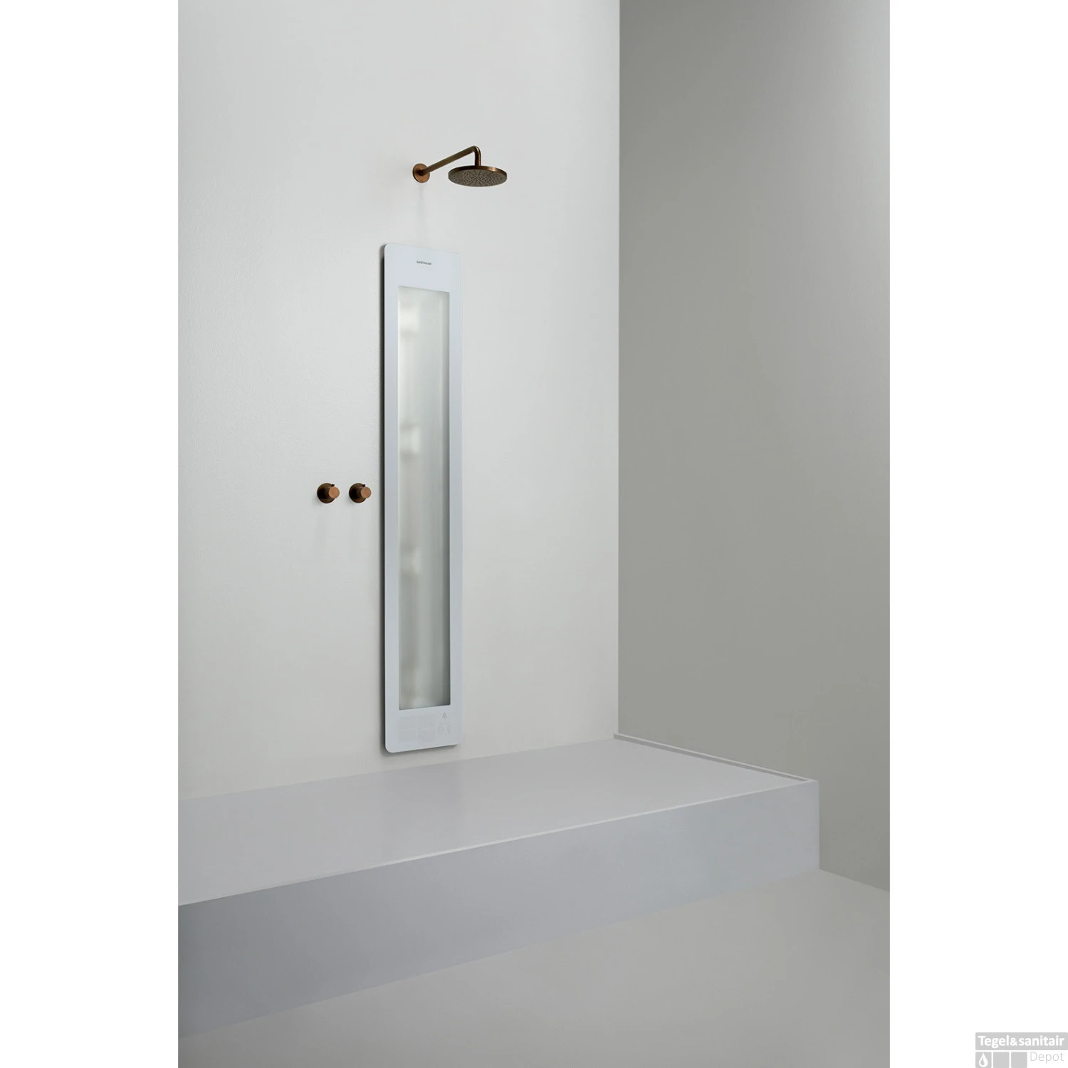 Sunshower Plus L Round Infrarood En UV-licht 185x33 Cm Inbouw - Opbouw Vlak Of Hoek White 7 Sunshower Plus L Round Infrarood En UV-licht 185x33 Cm Inbouw - Opbouw Vlak Of Hoek White - Afbeelding 5