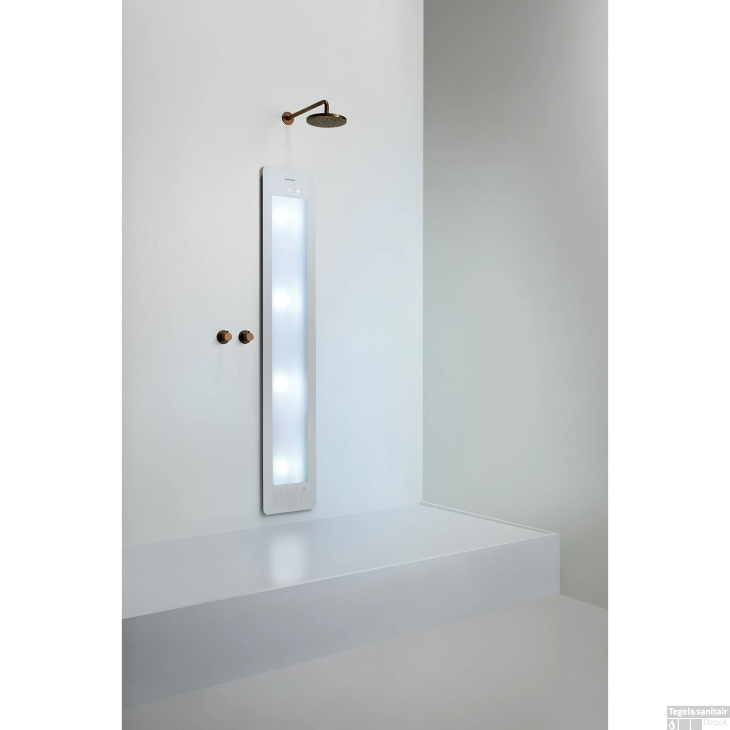 Sunshower Plus L Round Infrarood En UV-licht 185x33 Cm Inbouw - Opbouw Vlak Of Hoek White 5 Sunshower Plus L Round Infrarood En UV-licht 185x33 Cm Inbouw - Opbouw Vlak Of Hoek White - Afbeelding 3