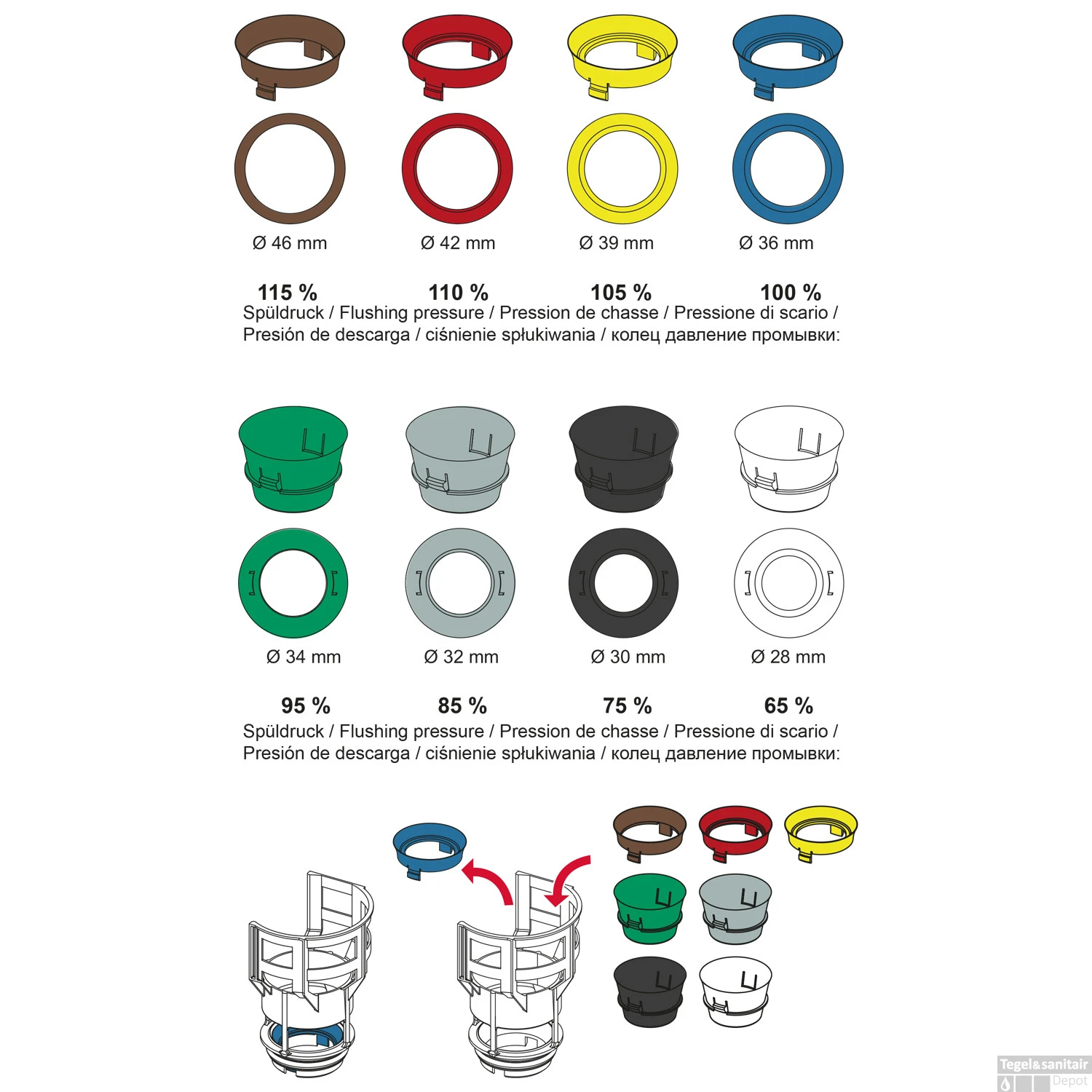 Reduceerringenset TECE Voor Spoelkasten Met Een Inbouwdiepte Van 13cm 8 Stuks 4 Reduceerringenset TECE Voor Spoelkasten Met Een Inbouwdiepte Van 13cm 8 Stuks - Afbeelding 2