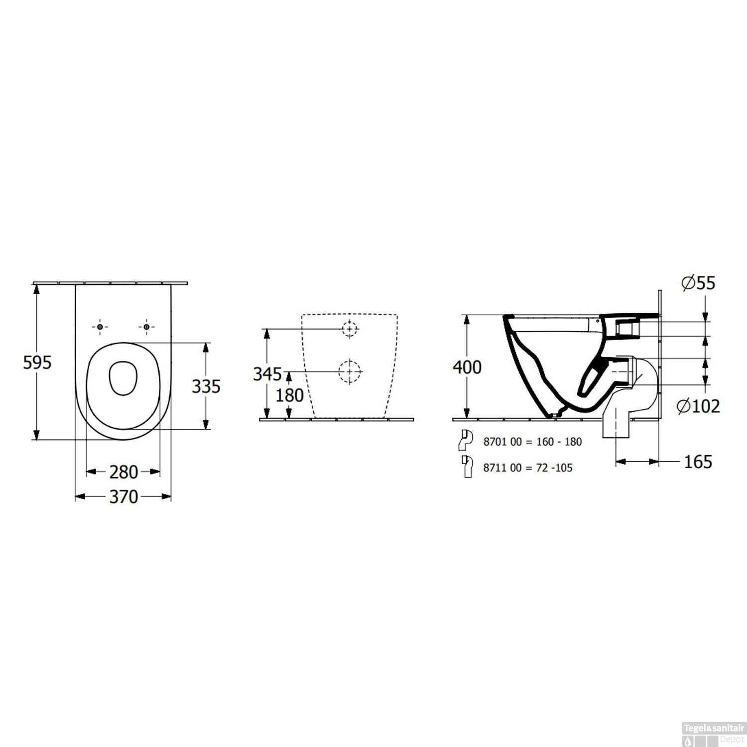 Toilet Villeroy & Boch Subway 3.0 Staand 59.5x37x40 Cm Wit Alpin 7 Toilet Villeroy & Boch Subway 3.0 Staand 59.5x37x40 Cm Wit Alpin - Afbeelding 5