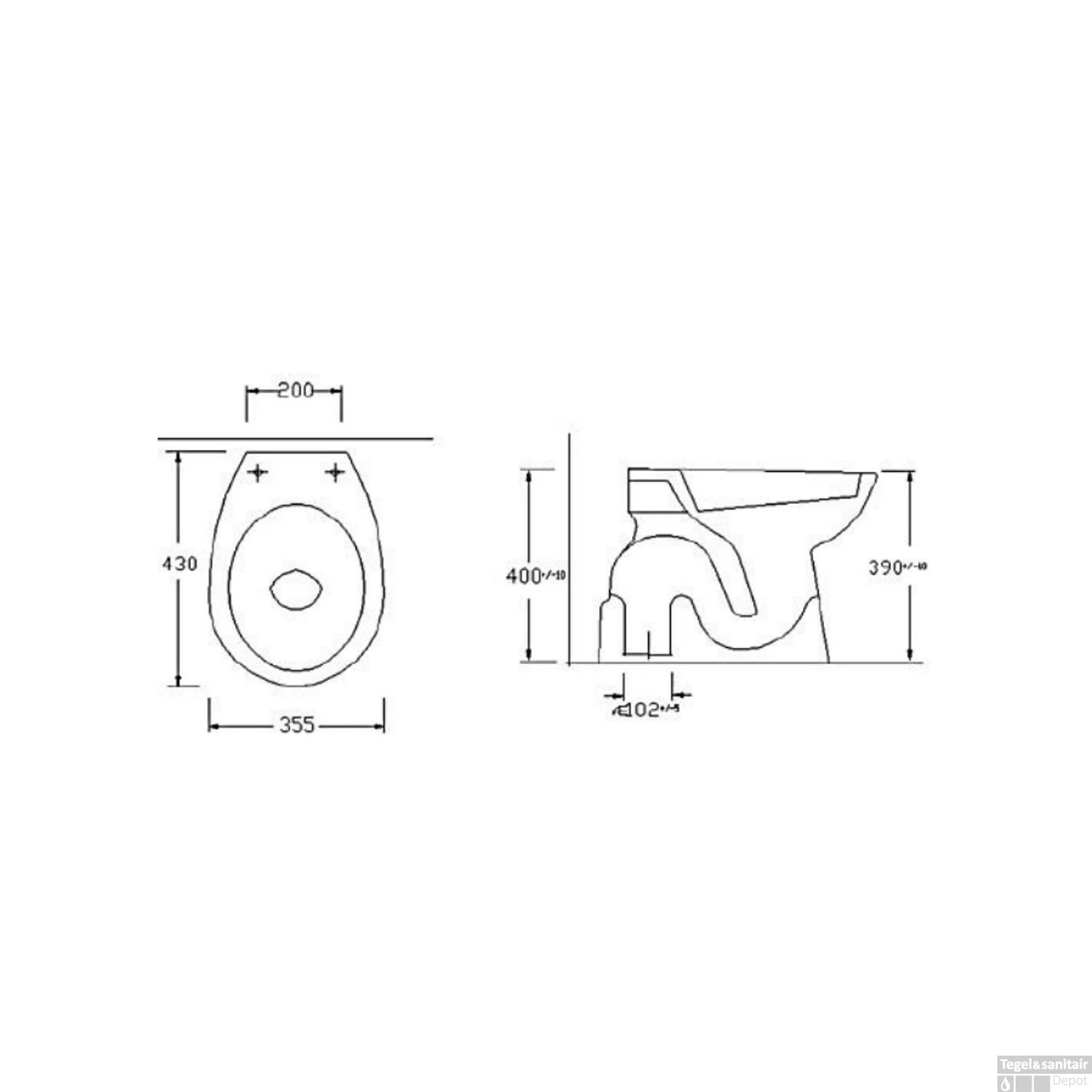 Toiletpot Staand Boss & Wessing Aqua Met Sproeier Onder Aansluiting Wit 4 Toiletpot Staand Boss & Wessing Aqua Met Sproeier Onder Aansluiting Wit - Afbeelding 2