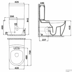 Badkamerwinkel -Badkamerwinkel toiletpot staand sapho grande ao wit tech