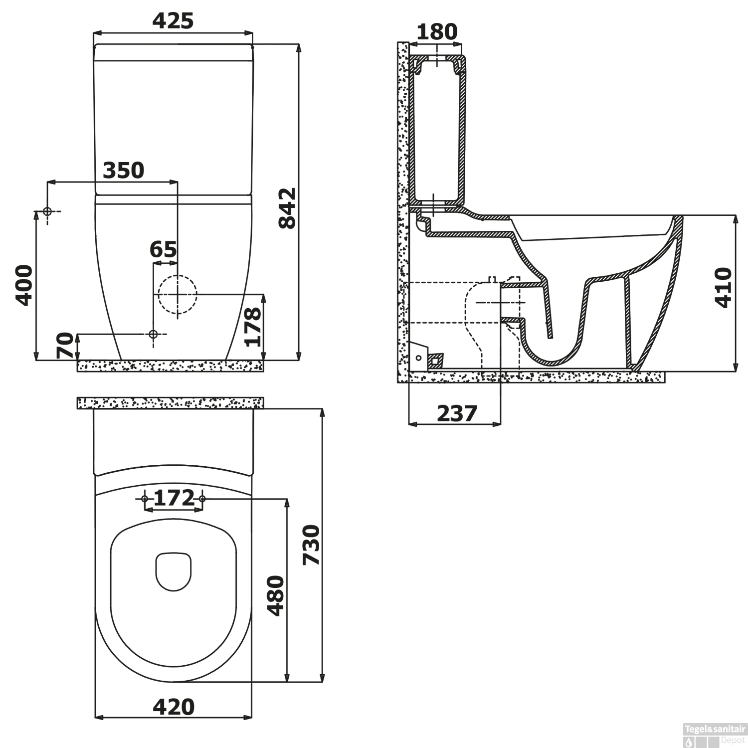 Toiletpot Staand Sapho Grande (ao) Wit 4 Toiletpot Staand Sapho Grande (ao) Wit - Afbeelding 2