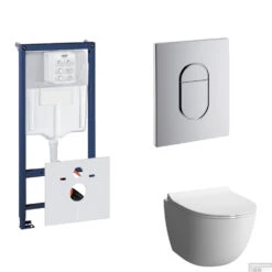 Grohe Rapid SL Toiletset Set15 B&W Zero Rim-ex Met Grohe Arena Of Skate Drukplaat -Badkamerwinkel toiletset grohe rapid sl set15 shop 1