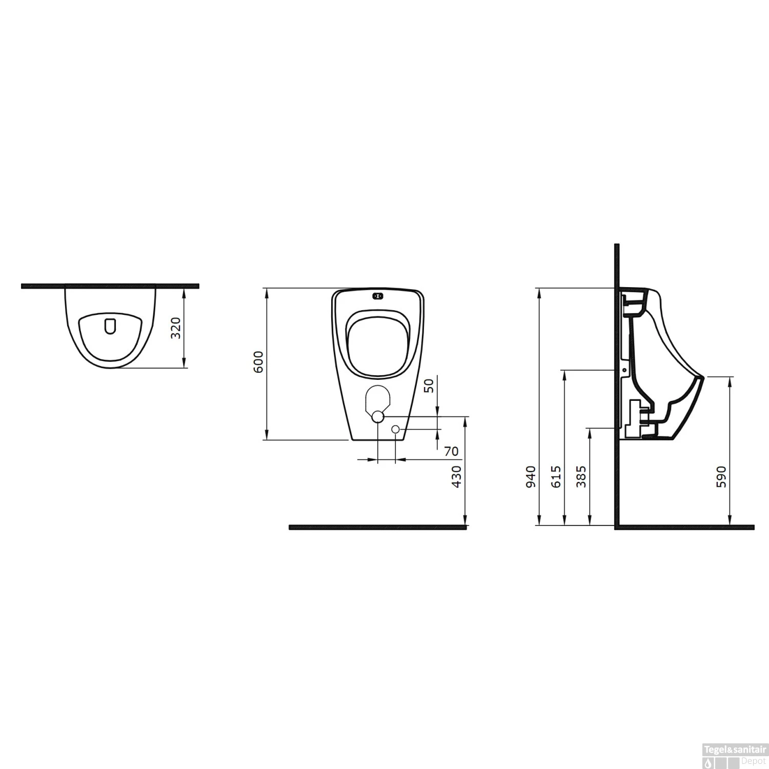 Urinoir Boss & Wessing Bocchi Met Bovenaansluiting Wit 4 Urinoir Boss & Wessing Bocchi Met Bovenaansluiting Wit - Afbeelding 2