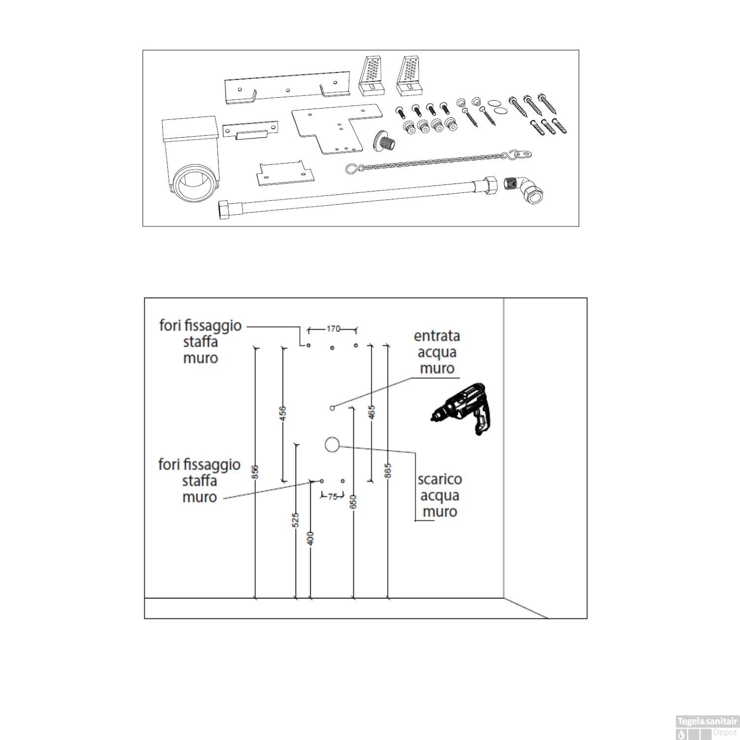 Urinoir Set Salenzi Hung Achterinlaat Mat Zwart Met TECE Drukplaat Elektronisch 6 Urinoir Set Salenzi Hung Achterinlaat Mat Zwart Met TECE Drukplaat Elektronisch - Afbeelding 4