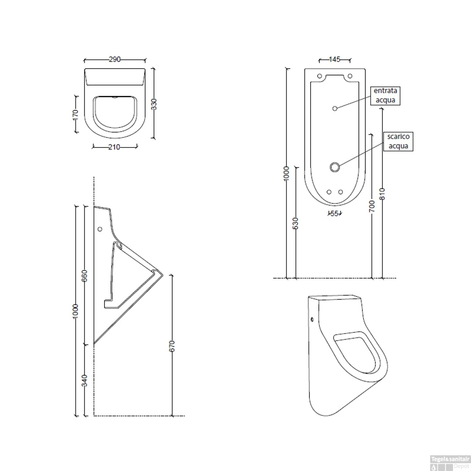 Urinoir Set Salenzi Hung Achterinlaat Mat Zwart Met TECE Drukplaat Elektronisch 5 Urinoir Set Salenzi Hung Achterinlaat Mat Zwart Met TECE Drukplaat Elektronisch - Afbeelding 3