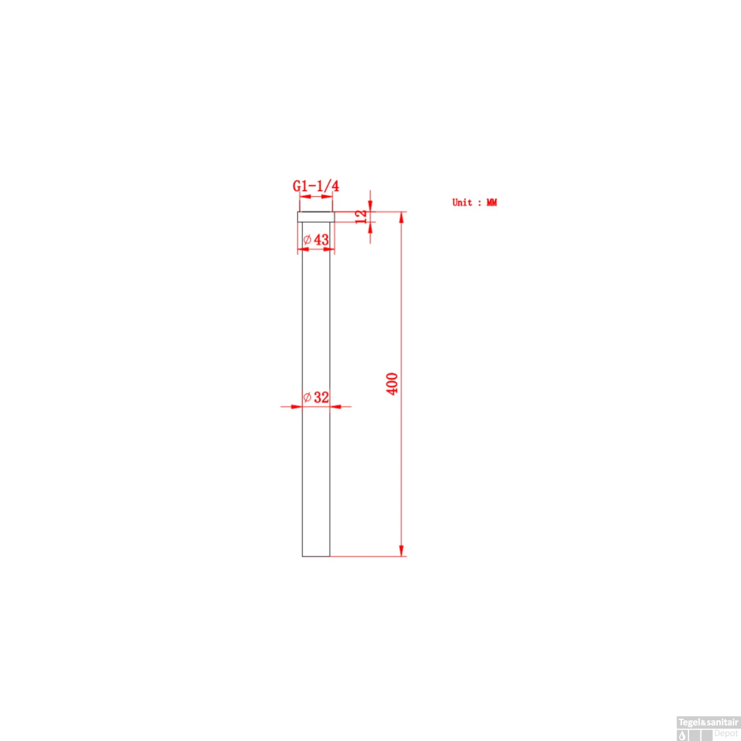 Verlengbuis Voor Sifon Boss & Wessing Copper 40 Cm Geborsteld Koper - Afbeelding 4